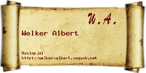Welker Albert névjegykártya
